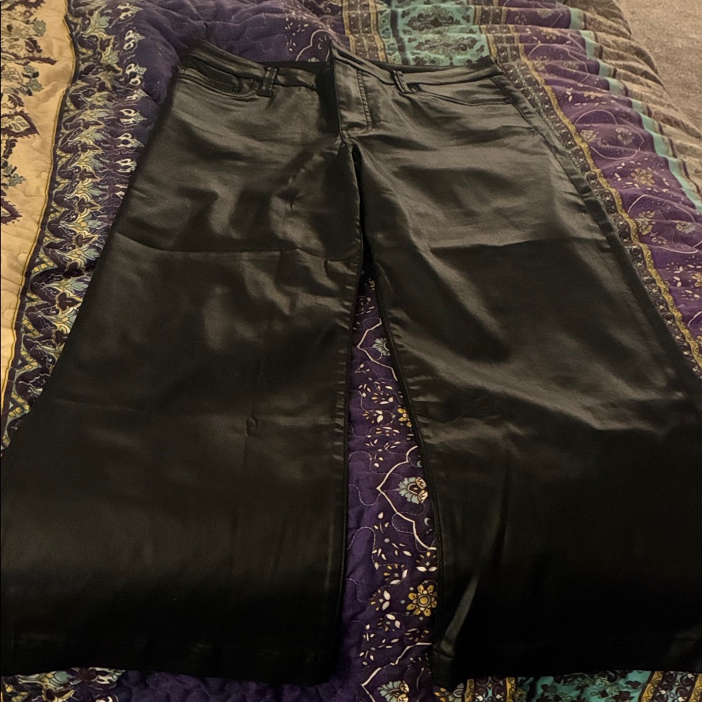 Kut from the Kloth Black Flare faux leather pants